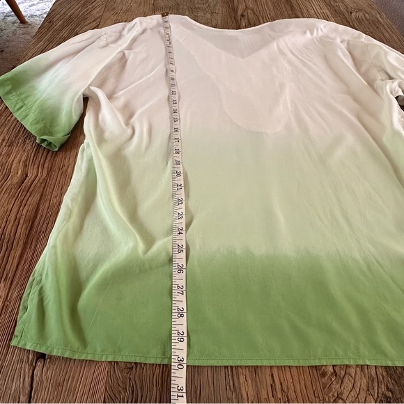 CHICO'S 2 Womens Ombre Tropical Emerald Beaded Tunic Top Sz 12/14 Kimono NWT - Picture 7 of 12